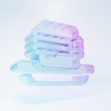 Beyaz arka planda izole edilmiş buzlu cam ıvır zıvır yemek ikonu. Yasak sosisli sandviç. Fast food işareti yok. Minimalizm kavramı. 3 Boyutlu resimleme .