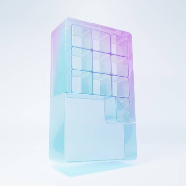 Beyaz arka planda izole edilmiş buzlu cam çikolata ikonu. Minimalizm kavramı. 3 Boyutlu resimleme .