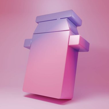 Purple-pink Can container for milk icon isolated on pink background. Minimalism concept. 3D render illustration .