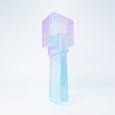 Frosted glass Spatula icon isolated on white background. Kitchen spatula icon. BBQ spatula sign. Barbecue and grill tool. Minimalism concept. 3D render illustration .