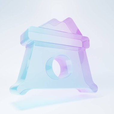 Frosted glass Bag of flour icon isolated on white background. Minimalism concept. 3D render illustration .