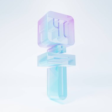 Frosted glass Road traffic sign. Signpost icon isolated on white background. Pointer symbol. Isolated street information sign. Direction sign. Minimalism concept. 3D render illustration .