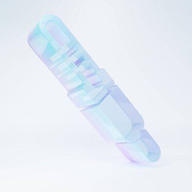 Buzlu cam ses kriko simgesi beyaz arkaplanda izole edildi. Bağlantı ses ekipmanları için ses kablosu. Fiş kablosu. Müzik aleti. Minimalizm kavramı. 3 Boyutlu resimleme .