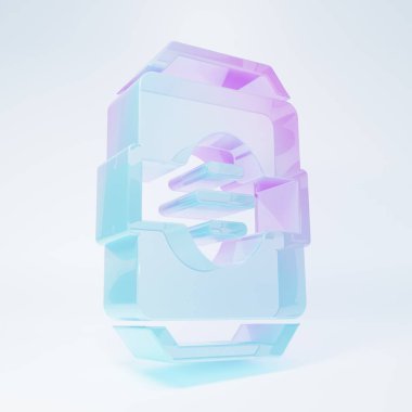 Frosted glass Energy drink icon isolated on white background. Minimalism concept. 3D render illustration .