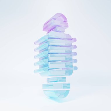 Frosted glass Bicycle suspension icon isolated on white background. Minimalism concept. 3D render illustration .