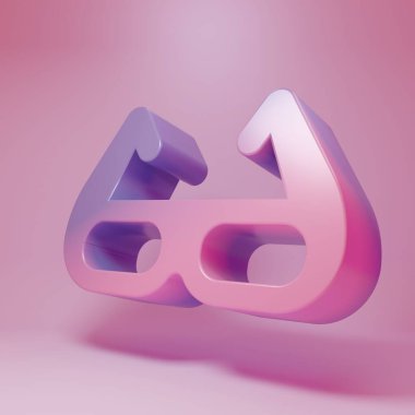 Purple-pink Sport cycling sunglasses icon isolated on pink background. Sport glasses icon. Minimalism concept. 3D render illustration .
