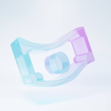 Frosted glass Stacks paper money cash icon isolated on white background. Money banknotes stacks. Bill currency. Minimalism concept. 3D render illustration .