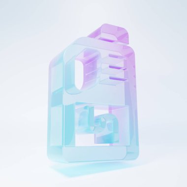 Frosted glass Drain cleaner bottle icon isolated on white background. Water pipes cleaning. Plumbing repair symbol. Minimalism concept. 3D render illustration .