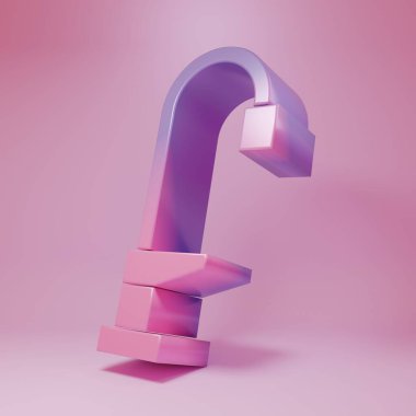 Pembe arka planda izole edilmiş mor su musluğu ikonu. Minimalizm kavramı. 3 Boyutlu resimleme .