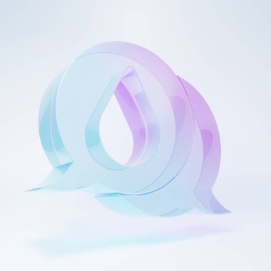 Frosted glass Water drop icon isolated on white background. Minimalism concept. 3D render illustration .