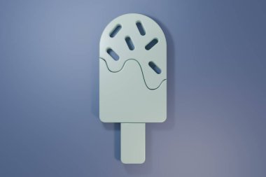 Mor-mavi arkaplanda izole edilmiş gri dondurma ikonu. Güzel sembol. Minimalizm kavramı. 3 Boyutlu resimleme .