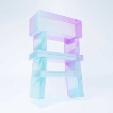 Frosted glass Chair icon isolated on white background. Minimalism concept. 3D render illustration .