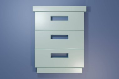 Grey Furniture nightstand icon isolated on purple-blue background. Minimalism concept. 3D render illustration .