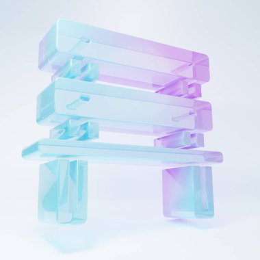 Beyaz arka planda izole edilmiş buzlu cam Bench ikonu. Minimalizm kavramı. 3 Boyutlu resimleme .