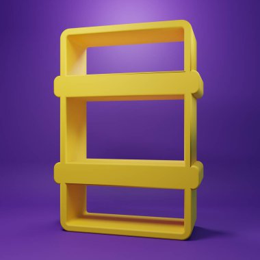 Sarı Metal bira fıçısı ikonu mor arkaplanda izole edilmiş. Minimalizm kavramı. 3 Boyutlu resimleme .