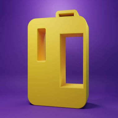 Yellow Plastic bottle with handle for milk icon isolated on purple background. Gallon of milk. Minimalism concept. 3D render illustration .