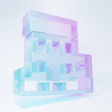 Beyaz arka planda çapraz ikonu olan buzlu cam hastane binası. Tıp merkezi. Sağlık hizmetleri. Minimalizm kavramı. 3 Boyutlu resimleme .