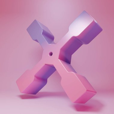 Purple-pink Wheel wrench icon isolated on pink background. Wheel brace. Minimalism concept. 3D render illustration .
