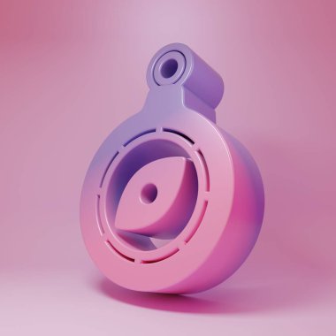 Purple-pink Compass icon isolated on pink background. Windrose navigation symbol. Wind rose sign. Minimalism concept. 3D render illustration.