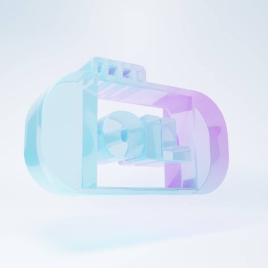 Frosted glass Oil tank storage icon isolated on white background. Vessel tank for oil and gas industrial. Oil tank technology station. Minimalism concept. 3D render illustration.