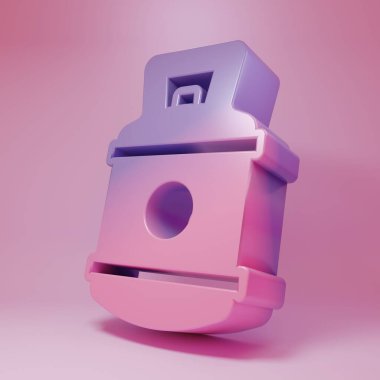 Purple-pink Propane gas tank icon isolated on pink background. Flammable gas tank icon. Minimalism concept. 3D render illustration.