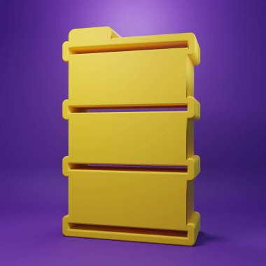 Yellow Barrel oil icon isolated on purple background. Minimalism concept. 3D render illustration.