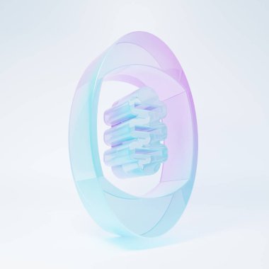 Frosted glass American Football ball icon isolated on white background. Rugby ball icon. Team sport game symbol. Minimalism concept. 3D render illustration.