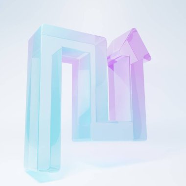 Frosted glass Arrow icon isolated on white background. Direction Arrowhead symbol. Navigation pointer sign. Minimalism concept. 3D render illustration.