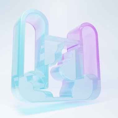 Frosted glass Folded map icon isolated on white background. Minimalism concept. 3D render illustration.