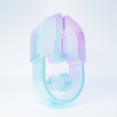 Frosted glass Computer mouse icon isolated on white background. Optical with wheel symbol. Minimalism concept. 3D render illustration.