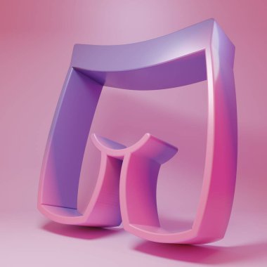 Purple-pink Cycling shorts icon isolated on pink background. Minimalism concept. 3D render illustration.
