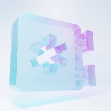 Acil 'in buzlu cam tıbbi sembolü - Yaşam Yıldızı simgesi beyaz arkaplanda izole edilmiş. Minimalizm kavramı. 3 Boyutlu resimleme.