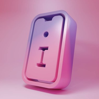 Purple-pink Information icon isolated on pink background. Minimalism concept. 3D render illustration.