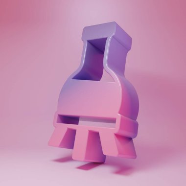 Purple-pink Test tube and flask chemical laboratory test icon isolated on pink background. Laboratory glassware sign. Minimalism concept. 3D render illustration.