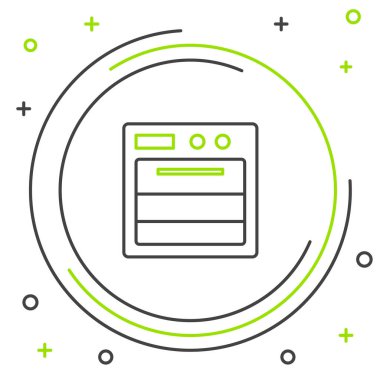 Fırın simgesi beyaz arkaplanda izole edildi. Fırın tabelası. Renkli taslak konsepti. Vektör.