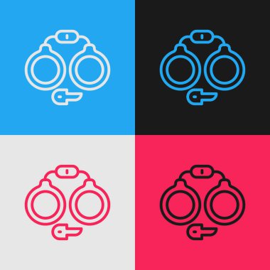 Popüler sanat çizgisi kelepçe ikonu renk arkaplanında izole edildi. Vektör.