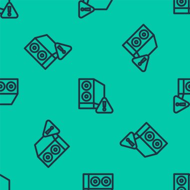 Ünlem simgesi simgesi olan mavi çizgi davası yeşil arka planda izole edilmiş kusursuz desen. Bilgisayar sunucusu. İş istasyonu. Vektör.