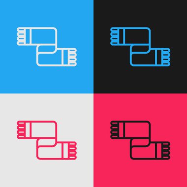 Popüler sanat eseri kış eşarbı simgesi renk arkaplanında izole edildi. Vektör.