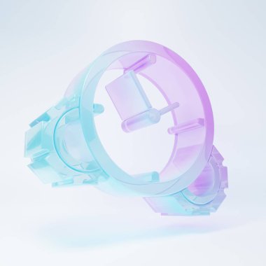 Frosted glass Time Management icon isolated on white background. Clock and gear sign. Productivity symbol. Minimalism concept. 3D render illustration.