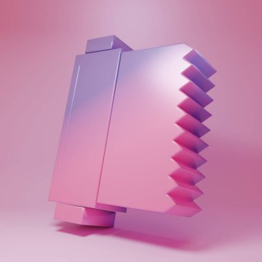 Mor-pembe kumaş rulo ikonu pembe arka planda izole edilmiş. Yuvarlan, paspas, halı, halı, halı ya da kağıt rulo ikonu. Minimalizm kavramı. 3 Boyutlu resimleme.