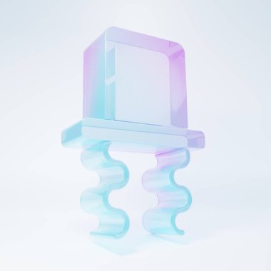 Buzlu cam Ortodoks Yahudi şapkası ve beyaz arka planda izole edilmiş kenar mahalle ikonu. Geleneksel giyinmiş Yahudi erkekler. Yahudilik sembolleri. Minimalizm kavramı. 3 Boyutlu resimleme.