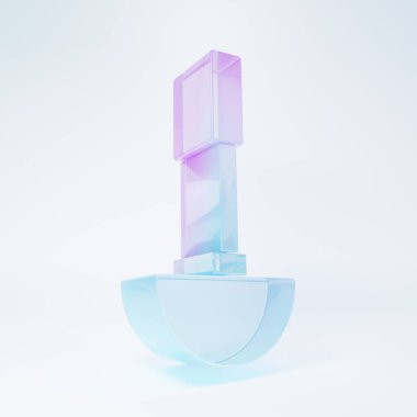 Buzlu cam mutfak kepçesi ikonu beyaz arka planda izole edilmiş. Mutfak aletleri. Çatal kaşık tabelası. Minimalizm kavramı. 3 Boyutlu resimleme.