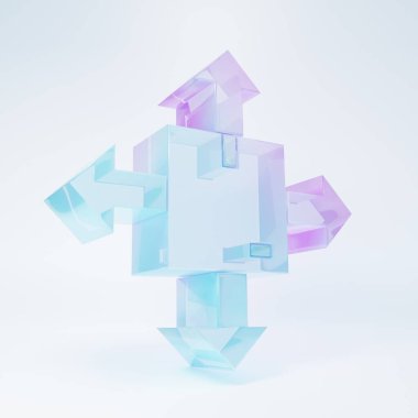 Frosted glass Cardboard box with traffic symbol icon isolated on white background. Box, package, parcel sign. Delivery, transportation and shipping. Minimalism concept. 3D render illustration.