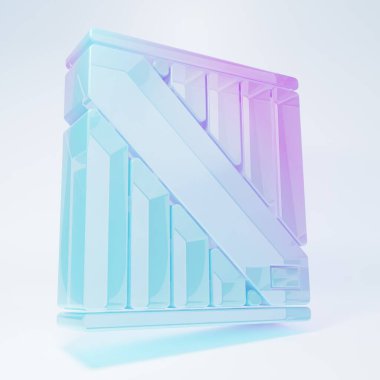 Beyaz arka planda izole edilmiş buzlu cam tahta kutu simgesi. Minimalizm kavramı. 3 Boyutlu resimleme.