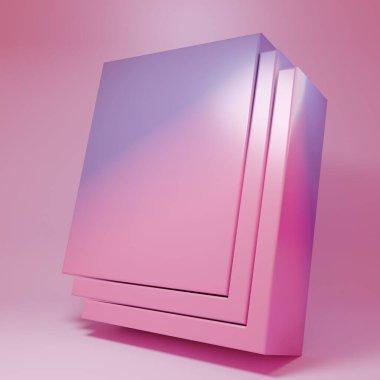 Pembe arka planda izole edilmiş mor-pembe temiz kağıt ikonu. Dosya simgesi. Kontrol listesi simgesi. İş konsepti. Minimalizm kavramı. 3 Boyutlu resimleme.