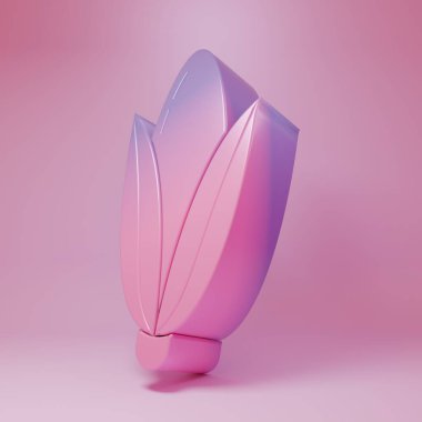 Pembe arka planda izole edilmiş mor mısır ikonu. Minimalizm kavramı. 3 Boyutlu resimleme.