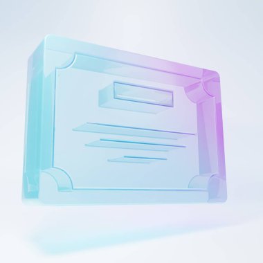 Frosted glass Certificate template icon isolated on white background. Achievement, award, degree, grant, diploma. Business success certificate. Minimalism concept. 3D render illustration.