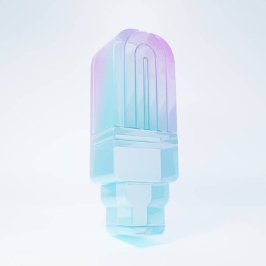 Frosted glass LED light bulb icon isolated on white background. Economical LED illuminated lightbulb. Save energy lamp. Minimalism concept. 3D render illustration.