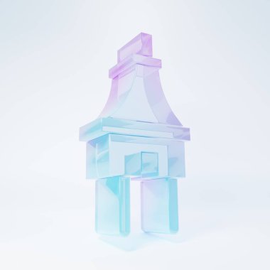 Frosted glass Electric plug icon isolated on white background. Concept of connection and disconnection of the electricity. Minimalism concept. 3D render illustration.