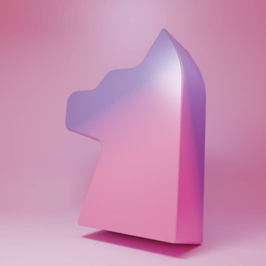 Pembe arka planda izole edilmiş mor kedi simgesi. Minimalizm kavramı. 3 Boyutlu resimleme.